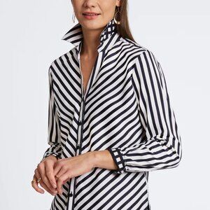NWT Foxcroft Mary Essential Stretch No Iron Stripe & Gingham Shirt